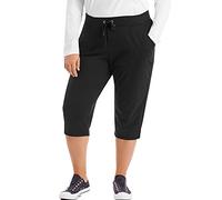 Just My Size - Pantalones Deportivos para Mujer, Pantalones Capri de Felpa sin perchar con Bolsillos, Negro -, 1X US