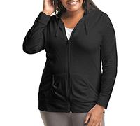 Just My Size, Sudadera con Capucha y Cremallera Completa para Mujer, Talla Grande, Negro -, 4XL