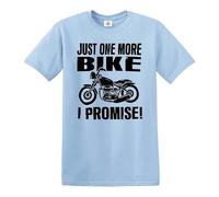 Just One More Bike I Promise | Funny Motorbike Lover | Camiseta para hombre, Camiseta azul cielo con estampado negro, M