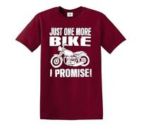 Just One More Bike I Promise | Funny Motorbike Lover | Camiseta para hombre, Camiseta granate con estampado blanco, M