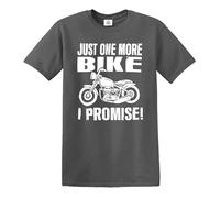 Just One More Bike I Promise | Funny Motorbike Lover | Camiseta para hombre, Camiseta gris con estampado blanco, M