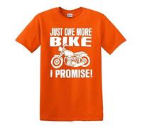 Just One More Bike I Promise | Funny Motorbike Lover | Camiseta para hombre, Camiseta naranja con estampado blanco, M