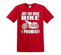 Just One More Bike I Promise | Funny Motorbike Lover | Camiseta para hombre, Camiseta roja con estampado blanco, M