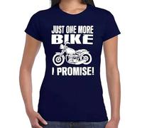 Just One More Bike I Promise | Funny Motorcycle Lover | Camiseta para mujer, Camiseta azul marino con estampado blanco, M