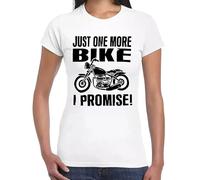 Just One More Bike I Promise | Funny Motorcycle Lover | Camiseta para mujer, Camiseta Blanca De Impresión Negro, M