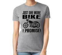 Just One More Bike I Promise | Funny Motorcycle Lover | Camiseta para mujer, Camiseta gris con estampado negro, M