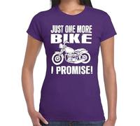 Just One More Bike I Promise | Funny Motorcycle Lover | Camiseta para mujer, Camiseta morada con estampado blanco, M