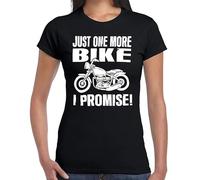 Just One More Bike I Promise | Funny Motorcycle Lover | Camiseta para mujer, Camiseta negra con estampado blanco, M