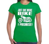 Just One More Bike I Promise | Funny Motorcycle Lover | Camiseta para mujer, Camiseta verde irlandesa con estampado blanco, M