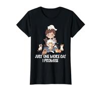 Just One More Cat I Promise Cats Lover Mujer Chica Gato Mamá Camiseta gráfica económica, Mujer, Negro, S