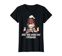Just One More Cat I Promise Cats Lover Mujer Chica Gato Mamá Camiseta gráfica económica, Mujer, Negro, L