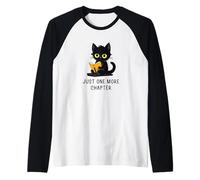 Just One More Chapter Black Cat Book Lover Mujeres Niños Niñas Camiseta Manga Raglan