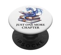 Just One More Chapter Book Dragon Reading Book Lover Bookish PopSockets PopGrip Adhesivo