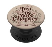 Just One More Chapter Book Lover Bookish Reading Beige PopSockets PopGrip Adhesivo