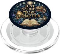 Just One More Chapter Book Lover Cat Coffee Cozy Bookish PopSockets PopGrip para MagSafe