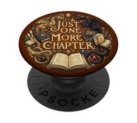 Just One More Chapter Book Lover Fantasy Dragon Bookish PopSockets PopGrip Adhesivo