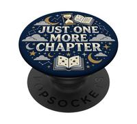 Just One More Chapter Book Lover Librarian Bookish Navy Blue PopSockets PopGrip Adhesivo