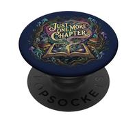 Just One More Chapter Book Lover Librarian Bookish Navy Blue PopSockets PopGrip Adhesivo
