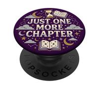 Just One More Chapter Book Lover Librarian Bookish Purple PopSockets PopGrip Adhesivo