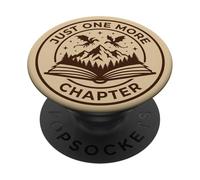 Just One More Chapter Book Reader Fantasy Dragon Bookish PopSockets PopGrip Adhesivo