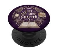 Just One More Chapter Book Reading Theme Purple Bookish PopSockets PopGrip Adhesivo