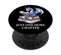Just One More Chapter Book Worm Dragon Reading Lover Bookish PopSockets PopGrip Adhesivo