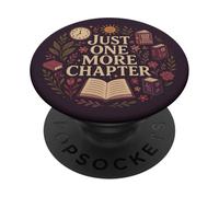 Just One More Chapter Bookish Book Reading Botanical Purple PopSockets PopGrip Adhesivo