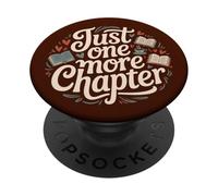 Just One More Chapter Bookish Book Reading Hearts Brown PopSockets PopGrip Adhesivo