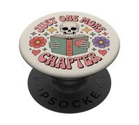 Just One More Chapter Bookish Book Reading Hearts Groovy PopSockets PopGrip Adhesivo