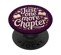 Just One More Chapter Bookish Book Reading Hearts Purple PopSockets PopGrip Adhesivo