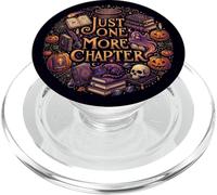 Just One More Chapter Bookish Celestial Witchy Cat Black PopSockets PopGrip para MagSafe