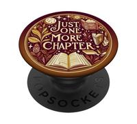 Just One More Chapter Bookish Reading Brown Book Lover PopSockets PopGrip Adhesivo