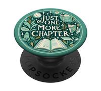 Just One More Chapter Bookish Reading Green Teal Book Lover PopSockets PopGrip Adhesivo