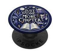 Just One More Chapter Bookish Reading Navy Blue Book Lover PopSockets PopGrip Adhesivo