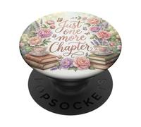 Just One More Chapter Floral Book Lover Cottagecore Bookish PopSockets PopGrip Adhesivo