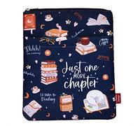 Just One More Chapter, funda para libro con cremallera y bolsillo frontal, fundas para libros para libros de tapa blanda, 11 x 8.5 pulgadas, regalos para amantes de los libros
