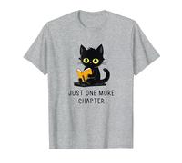 Just One More Chapter - Gato Negro para Amantes de los Libros para Mujeres, niños y niñas Camiseta, Hombre, Gris Jaspeado, 5XL