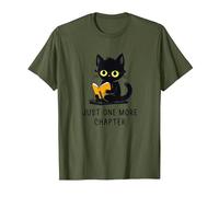 Just One More Chapter - Gato Negro para Amantes de los Libros para Mujeres, niños y niñas Camiseta, Hombre, Verde Oliva, M