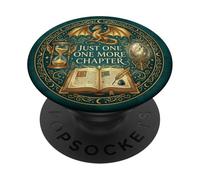 Just One More Chapter Reader Bookish Fantasy Dragon Green PopSockets PopGrip Adhesivo