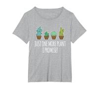 Just One More Plant Regalo de Cactus suculentos Camiseta, Mujer Tallas Grandes, Gris Jaspeado, 2XL Grande