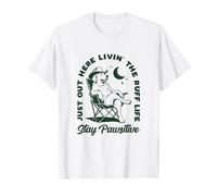 Just out Here Living The Ruff Life Stay Pawsitive Cowboy Dog Camiseta