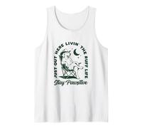 Just out Here Living The Ruff Life Stay Pawsitive Cowboy Dog Camiseta sin Mangas