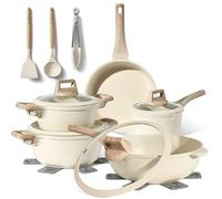 : Batería de cocina antiadherentes de granito beige de 14 piezas - Just Perfecto JL-888