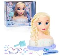 Just Play Cabeza para Peinados de Lujo de Elsa, la Reina de Las Nieves de Disney con Accesorios, 17 Piezas, Juguetes para niños a Partir de 3 años