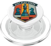 Just Play Chess Retro Juego de Mesa Amantes Jugador de ajedrez PopSockets PopGrip para MagSafe