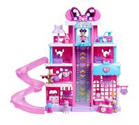 Just Play Conjunto Interactivo de Hotel para Mascotas de 53,3 cm Minnie Mouse de Disney Junior con Luces y Sonidos, 23 Piezas, 4 Plantas para Jugar, Juguetes para niños a Partir de 3 años