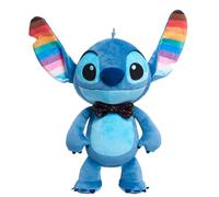 Just Play Disney Pride Stitch - Animal de peluche grande de 15 pulgadas, detalles bordados suaves, arco iris, azul, alienígena, juguetes para niños a partir de 2 años