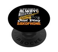 Just Play Saxofón Saxofonista Instrumento de Jazz PopSockets PopGrip Adhesivo