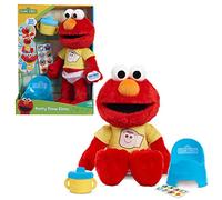 Just Play Sesame Street Potty Time Elmo 12-Inch Sustainable Plush Stuffed Animal, Sounds and Phrases, Potty Training Tool, Kids Toys for Ages 18 Month by