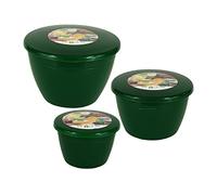 Just Pudding Basins Tarrinas de Plastico con Tapa, 3 tamaños más pequeños en un juego de cuencos para pudín de vapor, lavabo y tapa, 1 x 1/4 pinta, 1 x 1 pinta (verde merald)